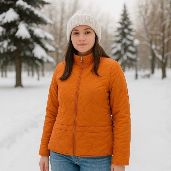 New York & Company Jackets & Blazers - NY&C New York & Company Quilted Zip Jacket – Women’s Small – Burnt Orange